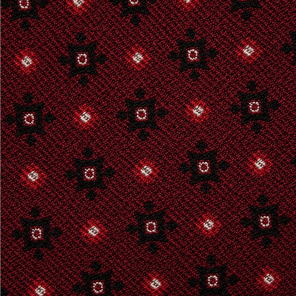 Isaia Burgundy Red Floral Medallion Silk Tie - Picture 4 of 10